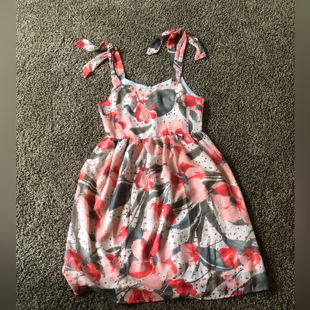 Popreal Chiffon Bow tie Shoulder Floral Dress Matching Mommy & Me Size Large